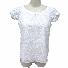 プロポーション ボディドレッシング PROPORTION BODY DRESSING ブラウス シフォン パフスリーブ 花柄 半袖 3 L 水色 ライトブルー /YK