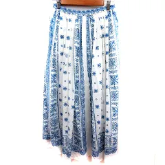 クラフトスタンダードブティック CRAFT STANDARD BOUTIQUE スカート フレア ロング 総柄 M 白 ホワイト 青 ブルー /RT ●RY
