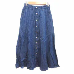 シンプリシテェ SIMPLICITE フレアスカート ロング 麻混 リネン混 青 ブルー /YK
