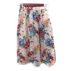 イネド INED フレアスカート ギャザー ミモレ ロング 花柄 7 S マルチカラー /YI
