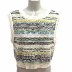 ニコアンド Niko and.. ニットベスト プルオーバー ボーダー 3 M アイボリー 白 ホワイト /YK