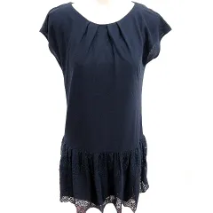 クミキョク 組曲 KUMIKYOKU ワンピース Aライン ひざ丈 ノースリーブ 2 紺 ネイビー /RT