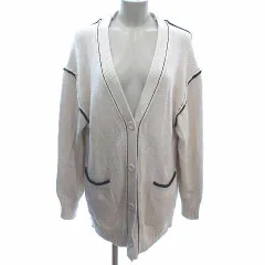 グローバルワーク GLOBAL WORK ロングカーディガン ニット Vネック 長袖 M 白 ホワイト 黒 ブラック /YK