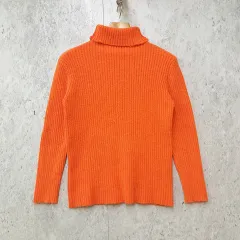 select MOCA セレクトモカ タートルネック リブニット セーター シンプル 肉厚 オレンジ Fサイズ ◎、◇〇