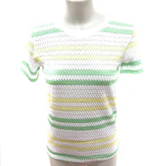 ザラ ZARA ニット カットソー Uネック 半袖 ボーダー M マルチカラー /RT