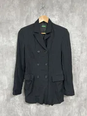 UNITED COLORS OF BENETTON ウール混 ストライプ柄 テーラード ジャケット size40/黒 ◆■ レディース