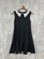 Rene basic ルネベーシック 日本製 レース襟 限定アイテム Aライン ワンピース size34/白ｘ黒 ■◆◎レディース