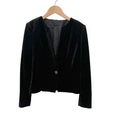 Z1717 ANAYI  アナイ　ベルベット　ノーカラージャケット　ブラック　黒　レディース　サイズ 38