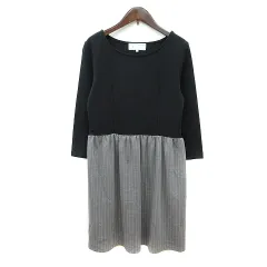 ロペピクニック ROPE Picnic ワンピース ミニ 長袖 ドッキング 38 M 黒 ブラック グレー /MN