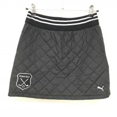 【美品】プーマ 中綿スカート 黒×白 ベルト部ゴムライン レディース M ゴルフウェア PUMA