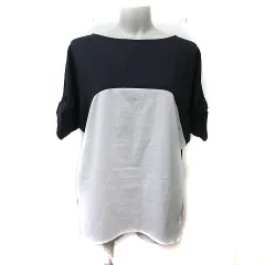 ビームスハート BEAMS HEART シフォンブラウス プルオーバー バイカラー 半袖 白 ホワイト 黒 ブラック /YI