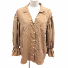 スライ SLY シャツ ブラウス スキッパーカラー 長袖 FREE 茶 ブラウン /YK ●RY