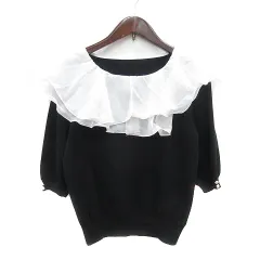 イング INGNI ニット セーター 長袖 フリル M 黒 ブラック /MN ●RY