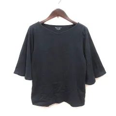 ドゥクラッセ DoCLASSE ドット DoT Tシャツ カットソー Vネック フレアスリーブ 五分袖 M 紺 ネイビー /MS