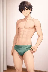 4月末までセール価格！H681ブラックシャーク♪光沢グリーンの男子競泳水着♪フィットネスやトレーニングや撮影用にも♪サイズ