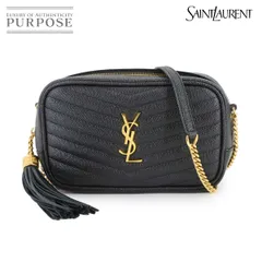 新品同様 サンローラン SAINT LAURENT ルー ミニ バッグ チェーン ショルダー バッグ レザー ブラック 618057 Lou Mini Bag 90303197