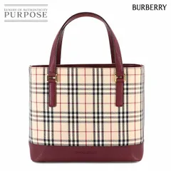 未使用 展示品 バーバリー BURBERRY ノバチェック ハンド バッグ キャンバス レザー ベージュ ボルドー ゴールド 金具 Tote Bag 90306180