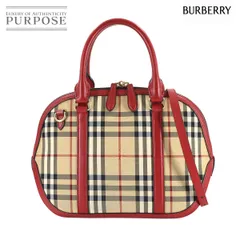 バーバリー BURBERRY ノバチェック 2way ハンド ショルダー バッグ ナイロン レザー ベージュ レッド 3939337 90306205