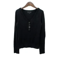 アンタイトル UNTITLED ニット カットソー 長袖 ウール 2 M 黒 ブラック /MN