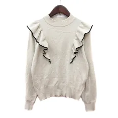 ロペピクニック ROPE Picnic ニット カットソー ハイネック 長袖 フリル 38 M 白 アイボリー /MN