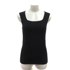 ジーユー GU ニット カットソー リブ ノースリーブ M 黒 ブラック /MS ●RY