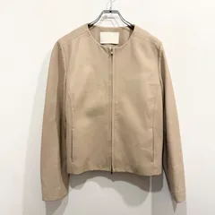 ボールジー BALLSEY トゥモローランド ラムレザー 羊革 ジャケット ノーカラー ジップアップ ベージュ サイズ40【送料込み】