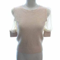 スナイデル SNIDEL ニット セーター 切替 チュール 五分袖 F ベージュ /YK