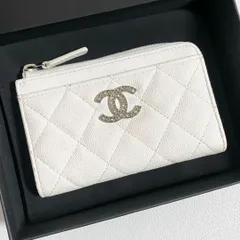 CHANEL / マトラッセ ジップカードケース ココマーク ホワイト