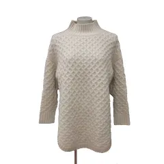 ビームスハート BEAMS HEART ニット セーター ケーブル ハイネック 長袖 ライトベージュ /MS