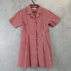 merry jenny メリージェニー レディース ギンガムチェック シャツワンピース レッド Fサイズ 半袖 □〇