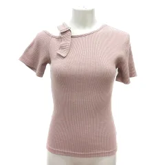 グレイル GRL カットソー アシンメトリーネック 半袖 リブ M ピンクベージュ /MN ●RY