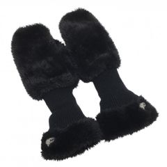 [Excellent Condition] BEAMS GOLF Black Fleece Mittens (Both Hands) - Women's Golf Wear