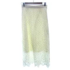 シンプリシテェ SIMPLICITE タイトスカート マキシ ロング 総レース M アイボリー 白 ホワイト /AU