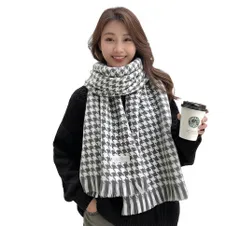大判 千鳥柄 ストール おしゃれ レディース 暖かい 防寒 ふわふわ マフラー ショール 羽織り 秋 冬 [レグエイト] 男女兼用 柔らかい プレゼント