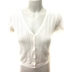 エフデ ef-de カーディガン ニット 半袖 総柄 9 ライトベージュ /RT