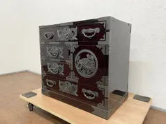 ●仙台箪笥 民芸箪笥 漆塗り チェスト 引き出し 小物入れ 60×35×56cm 和箪笥 卓上 和家具 民芸家具 ケヤキ 欅 (貝1372)
