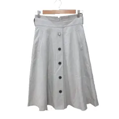 ナチュラルビューティーベーシック NATURAL BEAUTY BASIC フレアスカート ミモレ ロング M ライトグレー /MS