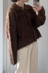 残り1点⭐︎ シャギーニットカーディガン brown