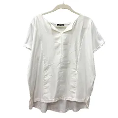 エスプリミュール ESPRITMUR カットソー スリットネック 半袖 切替 LL 白 ホワイト /MN ●RY