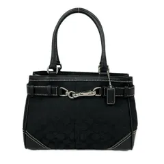 COACH(コーチ) ハンドバッグ美品  ハンプトンズシグネチャーミディアムキャリオール 8K06 黒 タッセル レザー