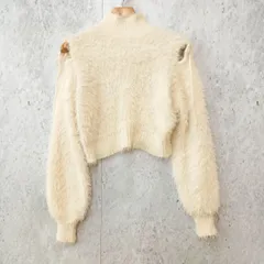 one after another NICE CLAUP ワンアフターアナザーナイスクラップ シャギーニット 肩あき フェザー オフホワイト Fサイズ ◎、◇〇☆