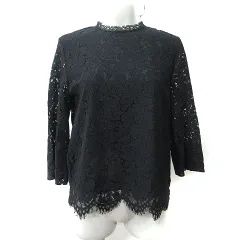 ロペピクニック ROPE Picnic カットソー 総レース 七分袖 38 M 黒 ブラック /YI