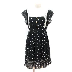 アナップ ANAP ワンピース ミニ ドット 半袖 レース M 黒 ブラック /MN ●RY