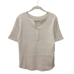 グローバルワーク GLOBAL WORK ニット カットソー リブ 五分袖 L 白 アイボリー /MS