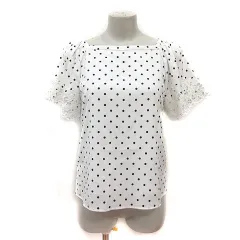 ジャスグリッティー JUSGLITTY ブラウス スクエアネック ドット レース 半袖 1 白 ホワイト 黒 ブラック /MS