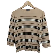 Burberry LONDON(バーバリーロンドン) 七分袖セーター サイズ15 L レディース - ベージュ×黒×マルチ クルーネック/ボーダー