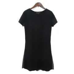 アンタイトル UNTITLED ワンピース ニット ミニ 半袖 切替 ウール 0 XS 黒 ブラック /MN