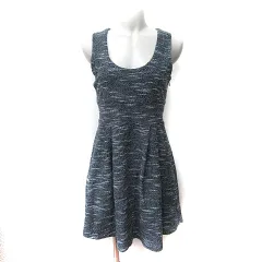 スライ SLY ワンピース ひざ丈 ノースリーブ ミックス柄 2 M 黒 ブラック 白 ホワイト /YI