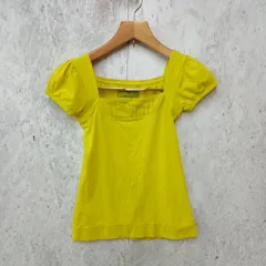 ZARA ザラ スクエアネック Tシャツ 半袖 パフスリーブ カットソー ライムグリーン Mサイズ ◎_□〇