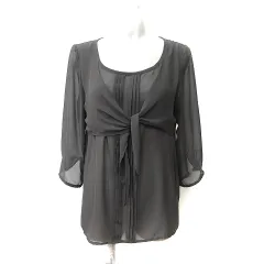 ロートレアモン LAUTREAMONT シフォンブラウス シアー 七分袖 38 M 茶 ブラウン /YI